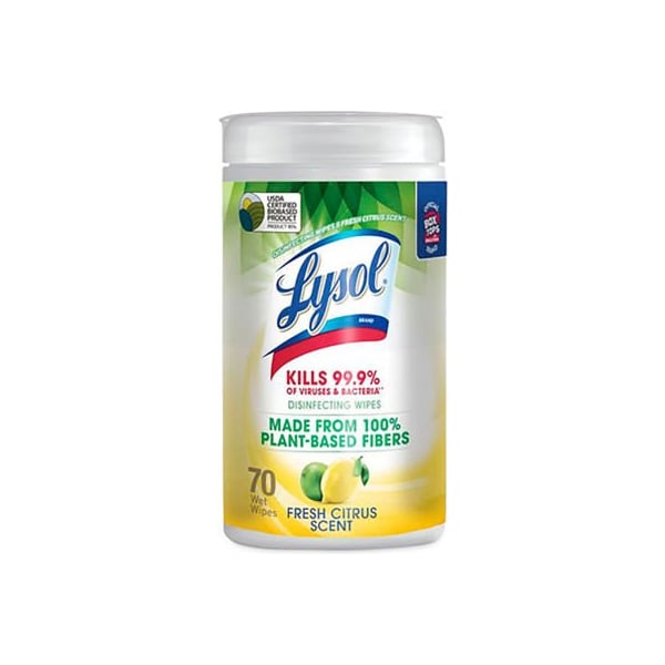 United Stationers Supply Lysol Disinfecting Wipes II, Fresh Citrus, 70 Wipes/Canister, 6 Canisters/Carton 19200-49128 - main